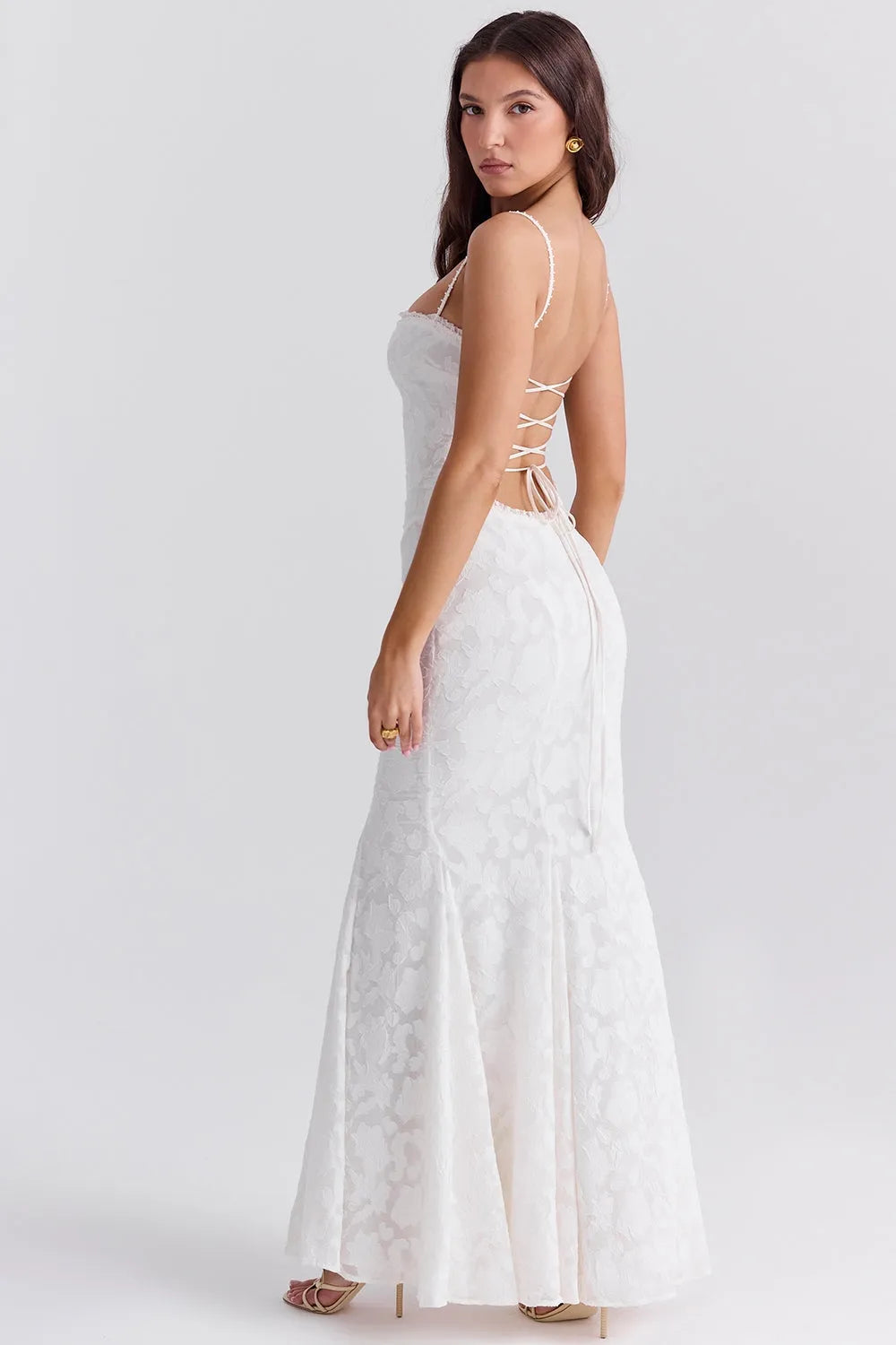 Vestido Largo con Encaje Semitransparente – Modelo Aghata