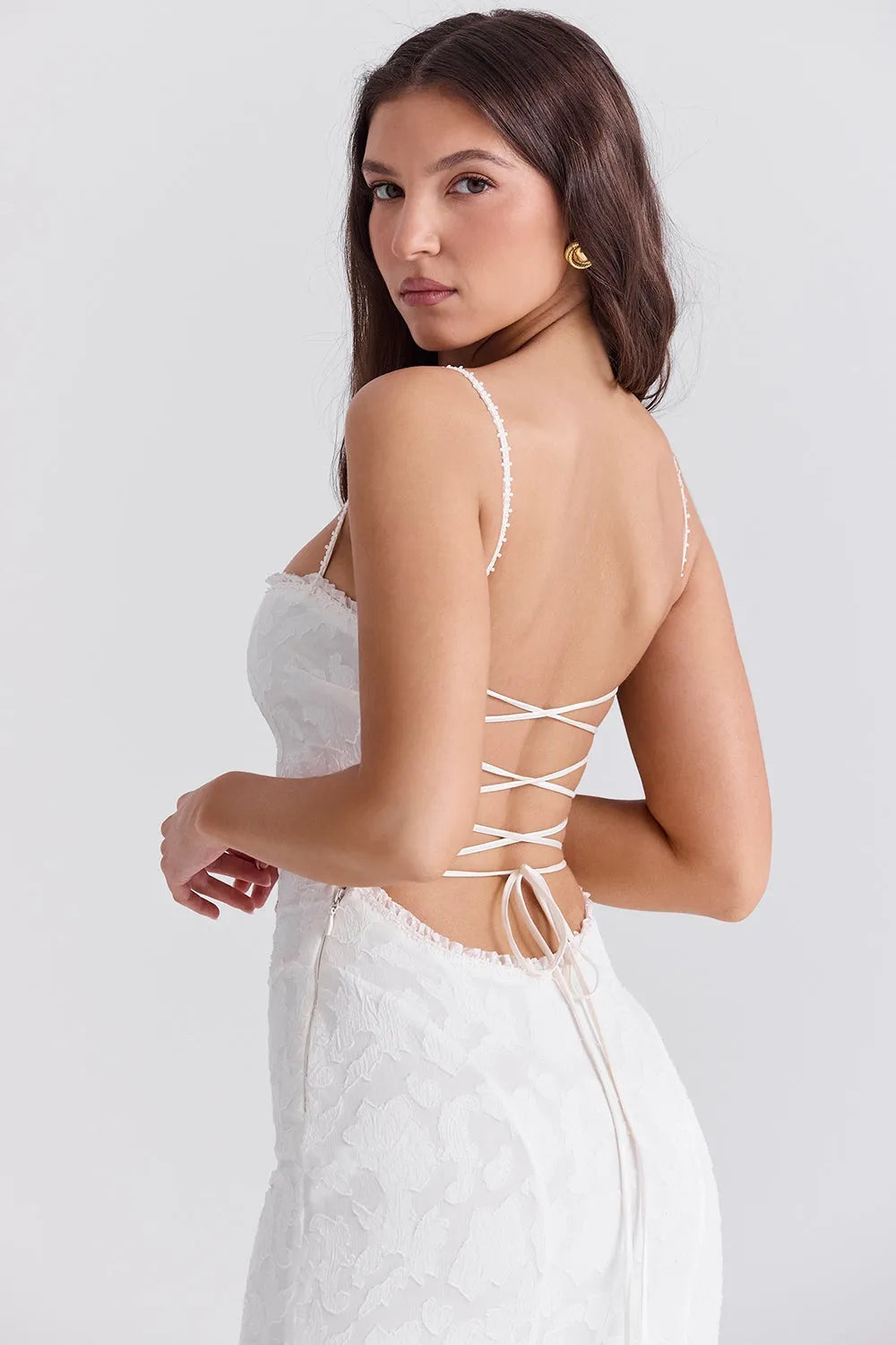 Vestido Largo con Encaje Semitransparente – Modelo Aghata
