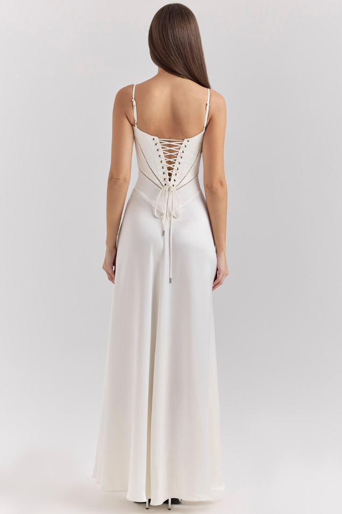 Vestido largo de satén sedoso – Modelo Tyana