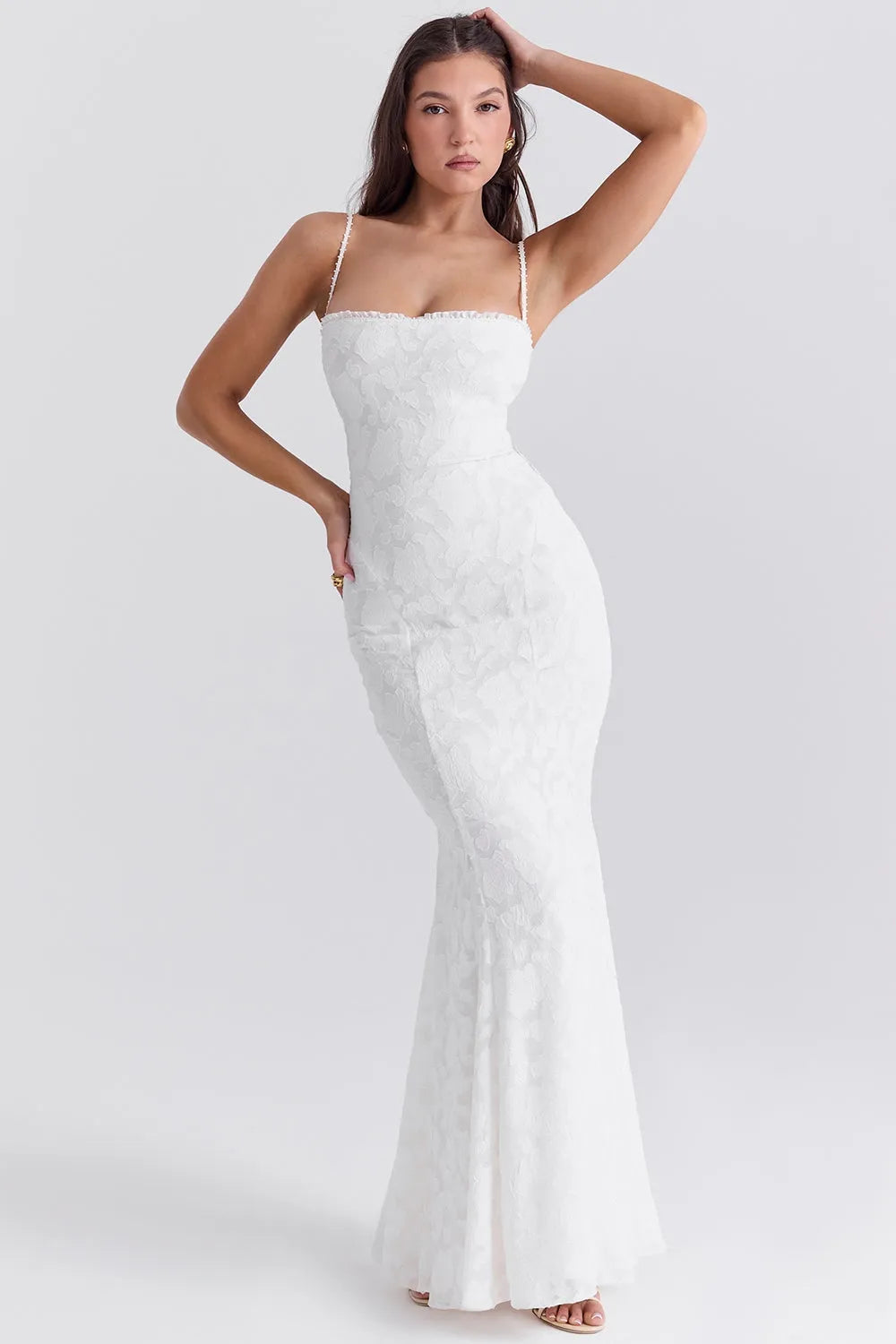 Vestido Largo con Encaje Semitransparente – Modelo Aghata