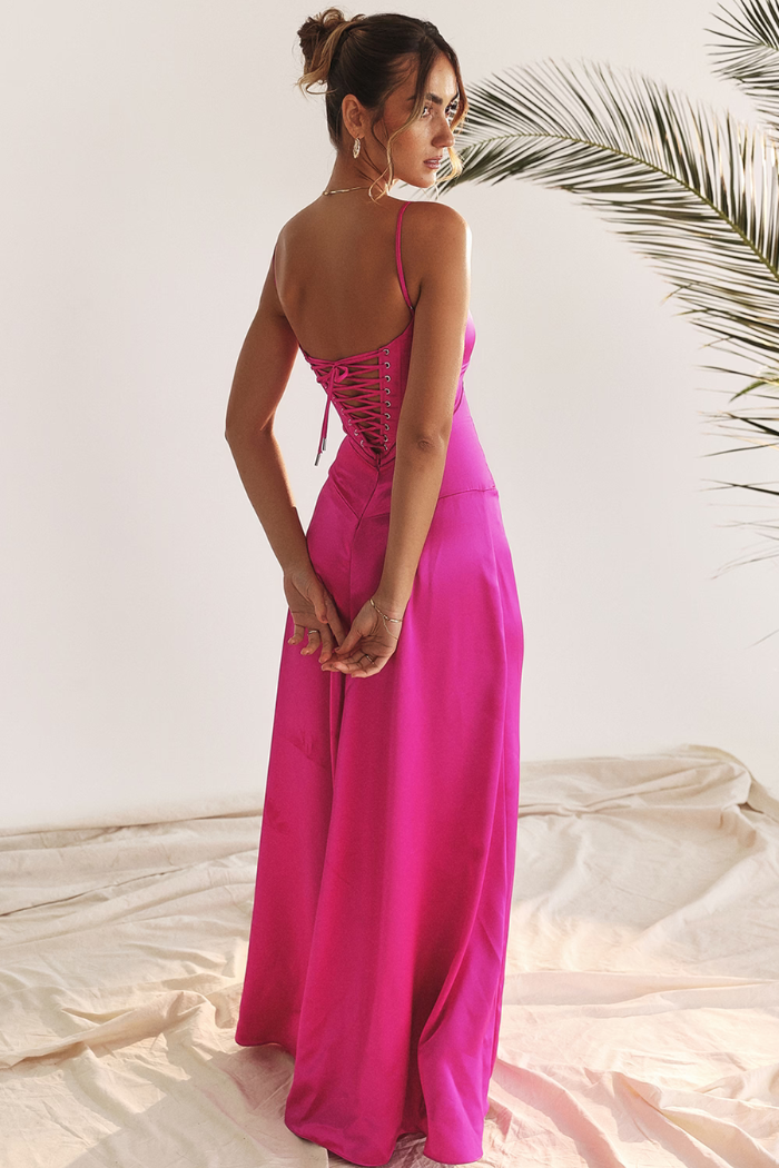 Vestido largo de satén sedoso – Modelo Tyana