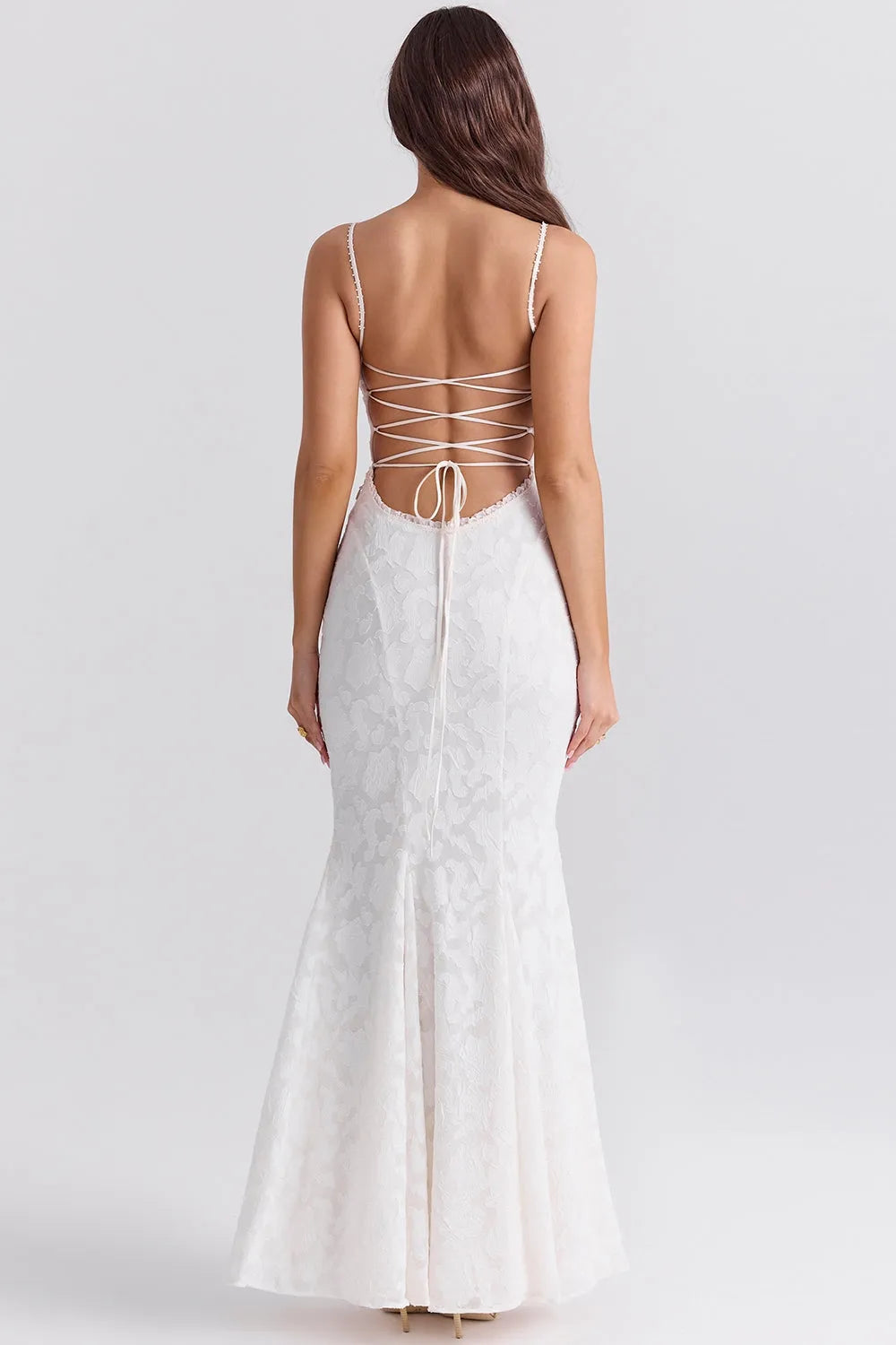 Vestido Largo con Encaje Semitransparente – Modelo Aghata