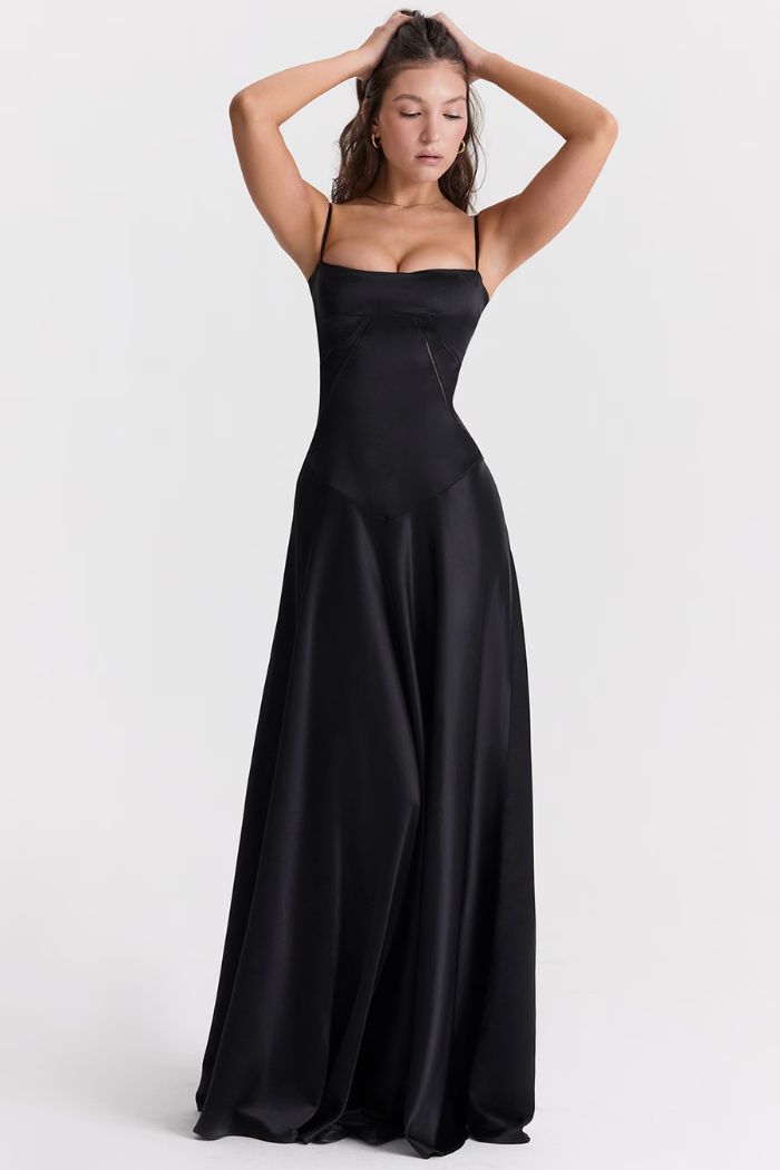 Vestido largo de satén sedoso – Modelo Tyana