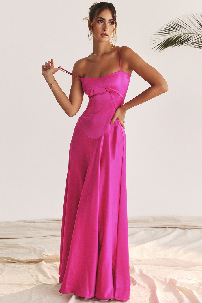 Vestido largo de satén sedoso – Modelo Tyana