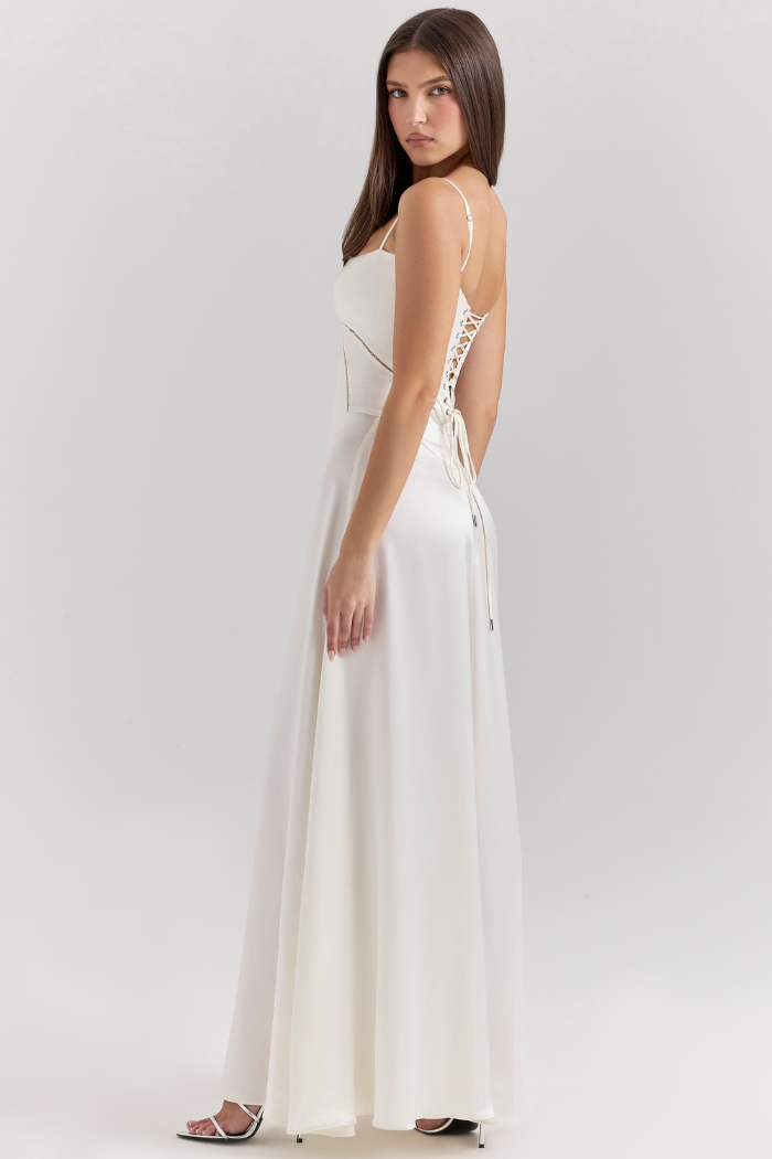 Vestido largo de satén sedoso – Modelo Tyana