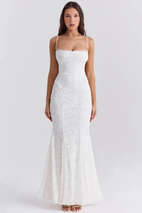 Vestido Largo con Encaje Semitransparente – Modelo Aghata