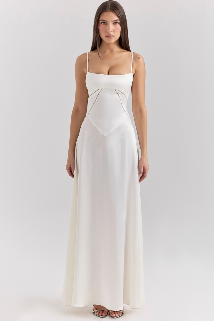 Vestido largo de satén sedoso – Modelo Tyana