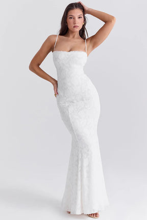 Vestido Largo con Encaje Semitransparente – Modelo Aghata