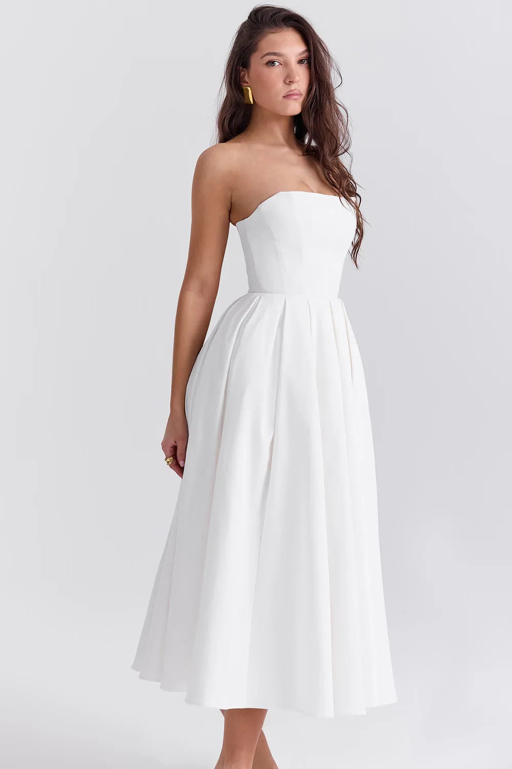 Vestido Midi sin Tirantes para Mujer - Modelo Audrey