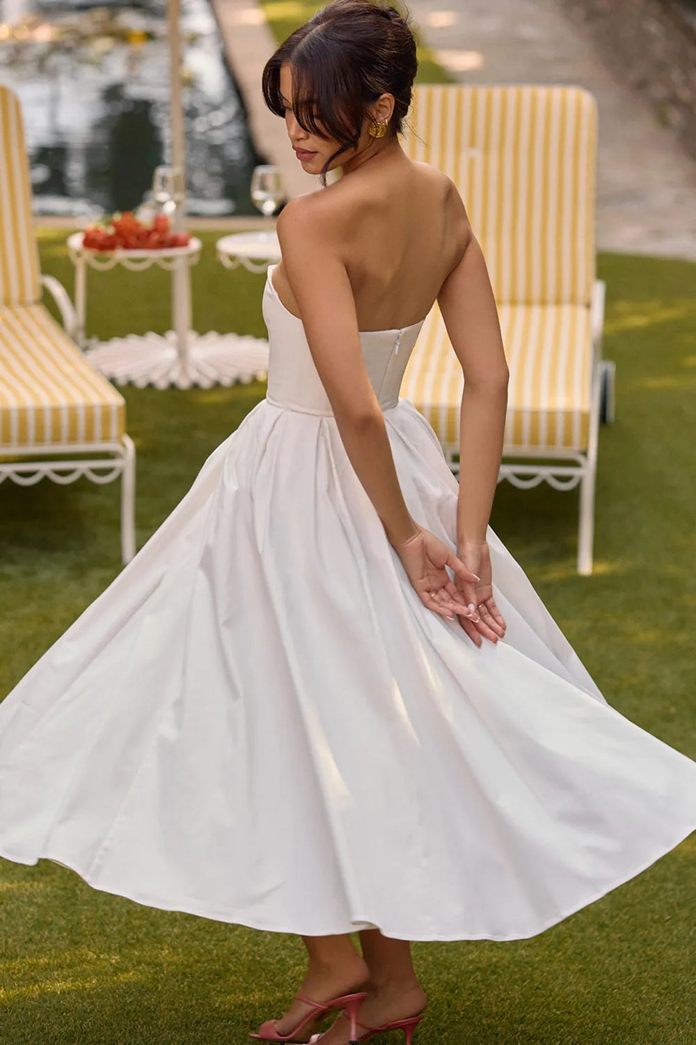 Vestido Midi sin Tirantes para Mujer - Modelo Audrey