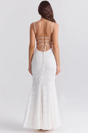 Vestido Largo con Encaje Semitransparente – Modelo Aghata