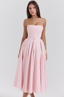 Vestido Midi sin Tirantes para Mujer - Modelo Audrey
