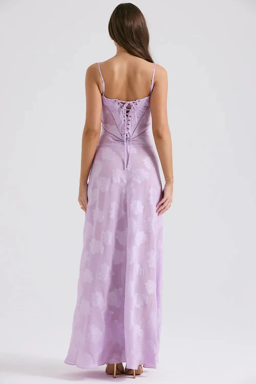 Vestido Largo Semitransparente Floral Blanco – Modelo Mavie