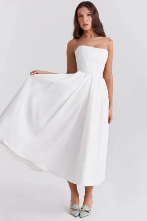 Vestido Midi sin Tirantes para Mujer - Modelo Audrey