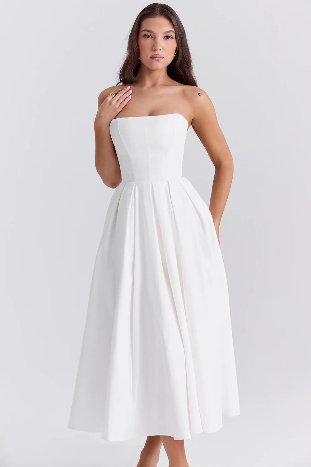 Vestido Midi sin Tirantes para Mujer - Modelo Audrey