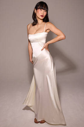Vestido largo de satén sedoso – Modelo Tyana