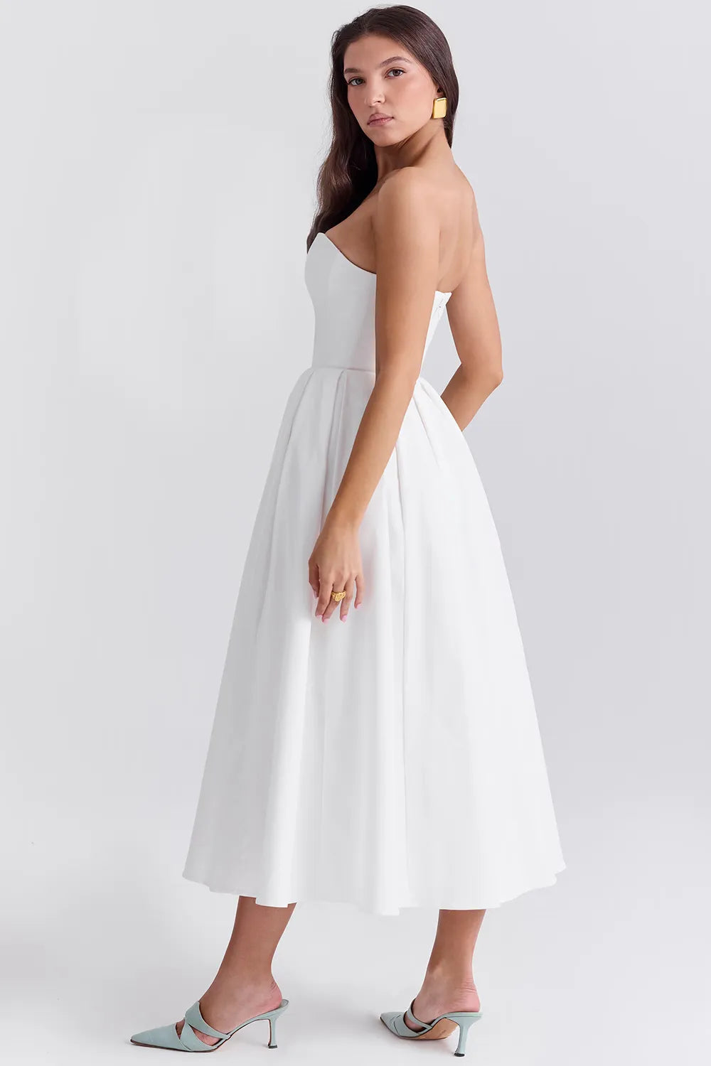 Vestido Midi sin Tirantes para Mujer - Modelo Audrey