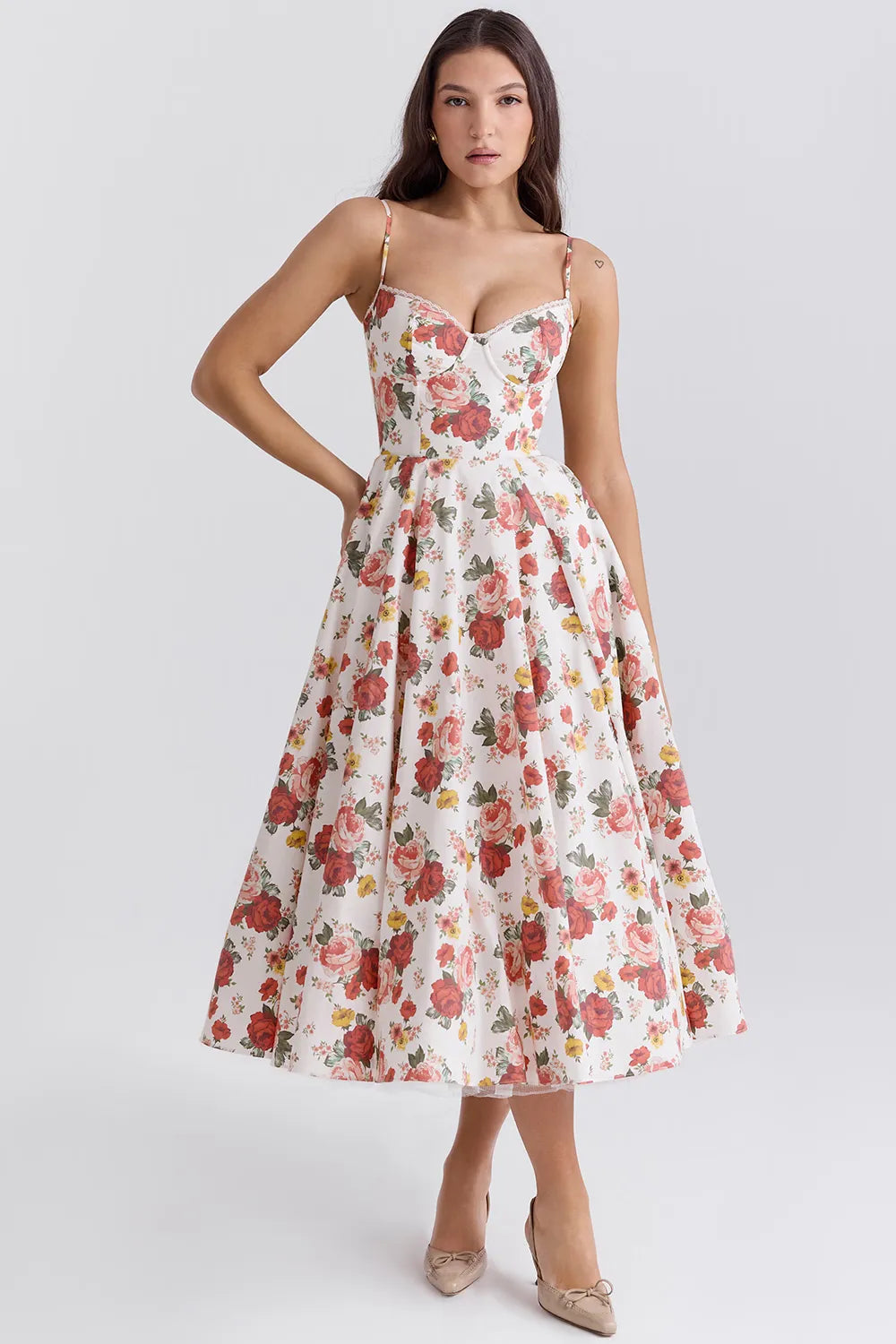 Vestido Midi Moldeador con Forro de Tul - Mademoiselle