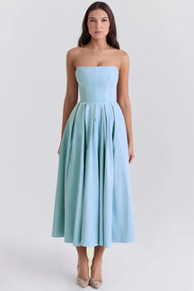 Vestido Midi sin Tirantes para Mujer - Modelo Audrey