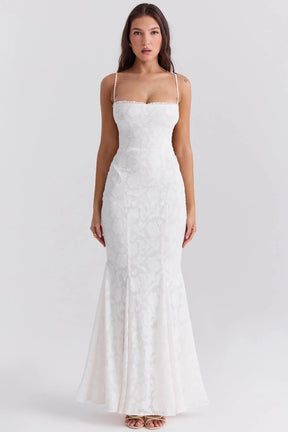 Vestido Largo con Encaje Semitransparente – Modelo Aghata