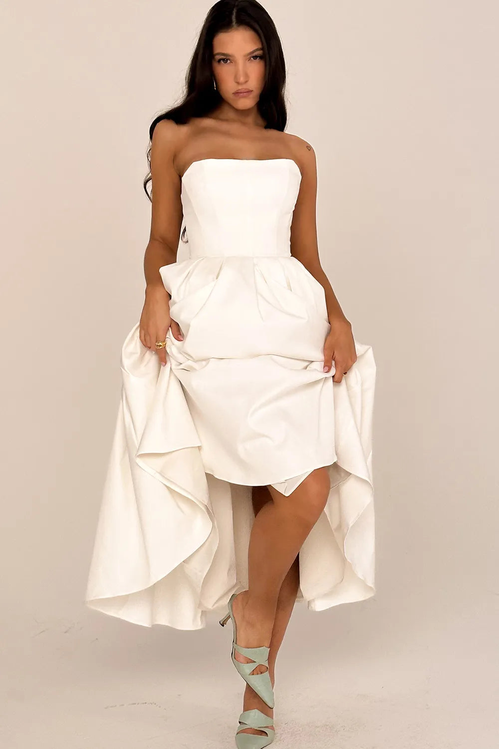 Vestido Midi sin Tirantes para Mujer - Modelo Audrey